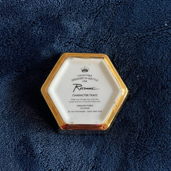 Hexagonal Trinket Dish with Gold Accent and the letter “L” - Picture 3 of 4